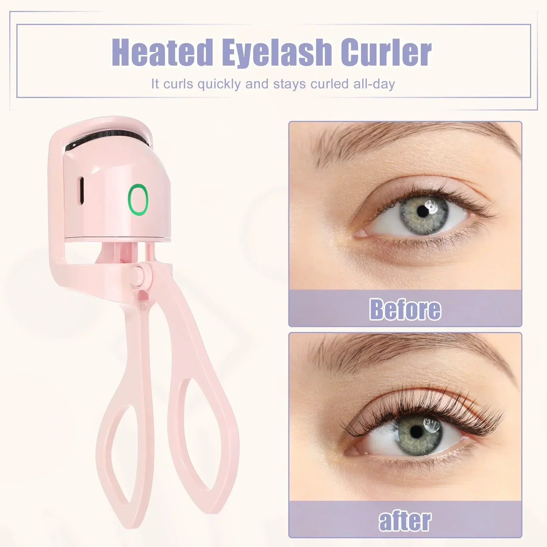 Automatic Eyelash Curler | Electric Eyelash Curler, Eye Beauty Makeup Tools, Long Lasting Curling