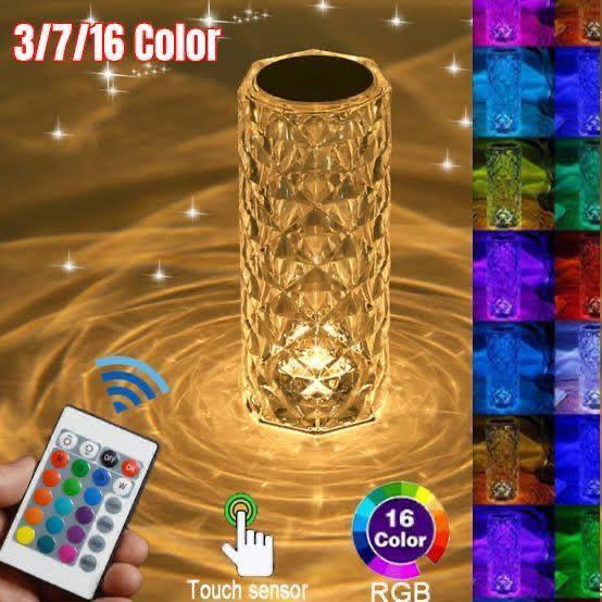 16 Colors Diamond Rose Crystal Touch Lamp Usb Rechargeable